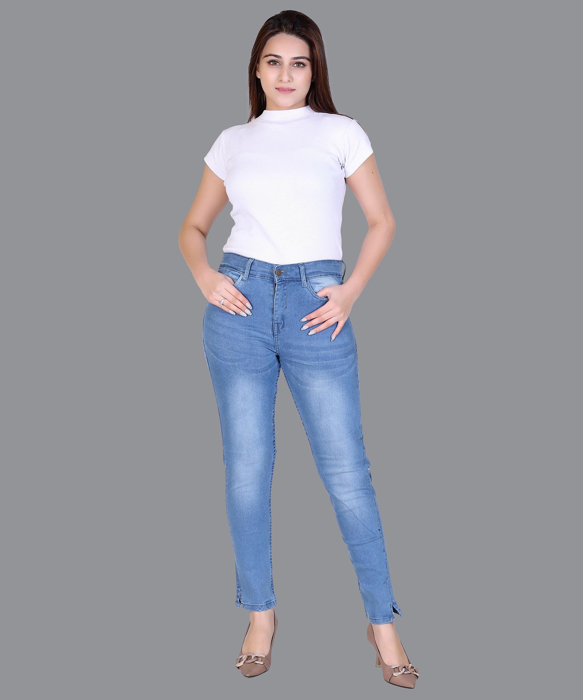 Women Jeans Solid – Light Blue Hard wash