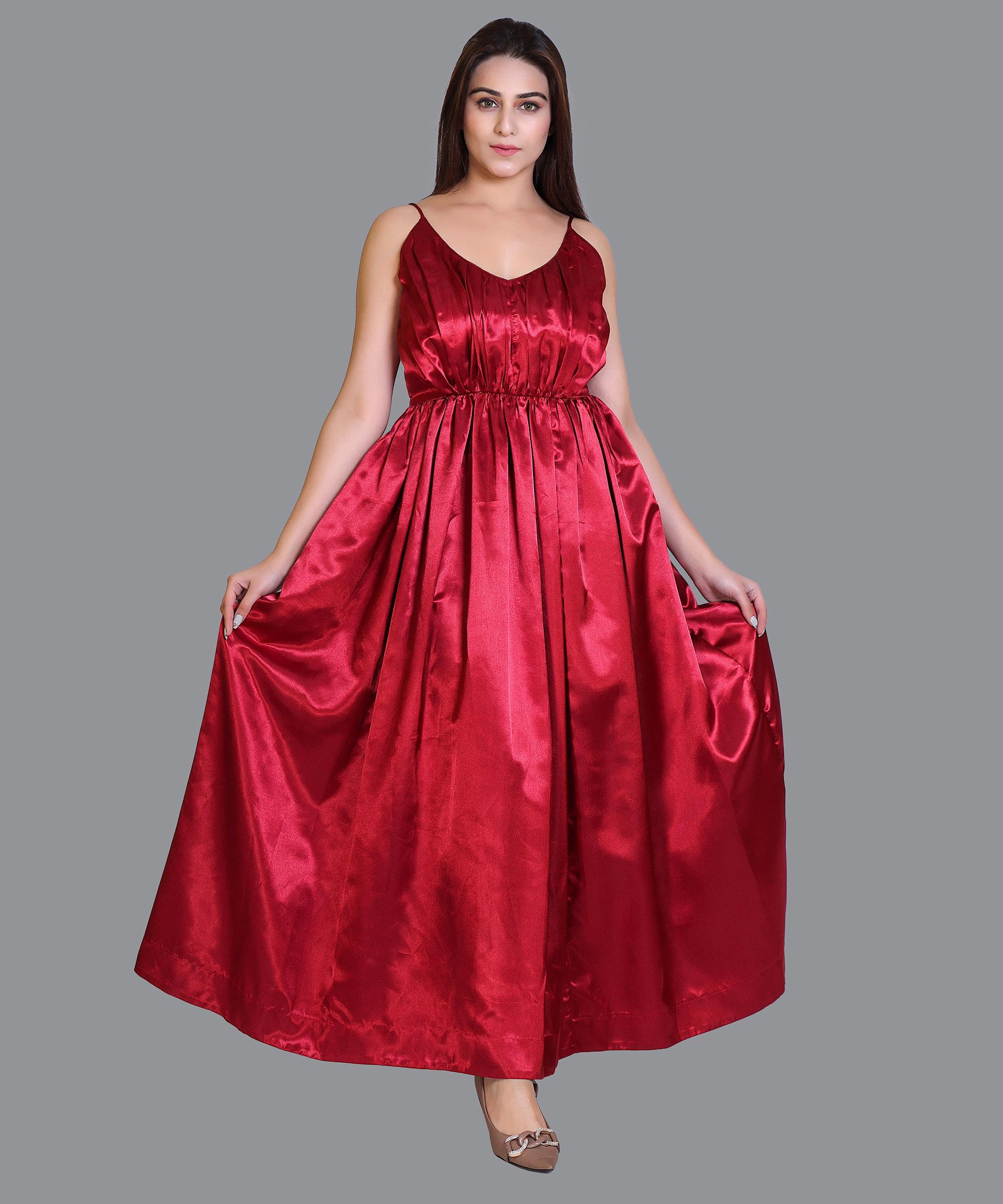 Apple Red Western Dress With Hand Work – Anu Chauhan Fashions