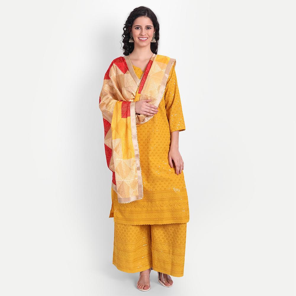 Hemkunt Fabrics Phulkari Embroidered Dupatta