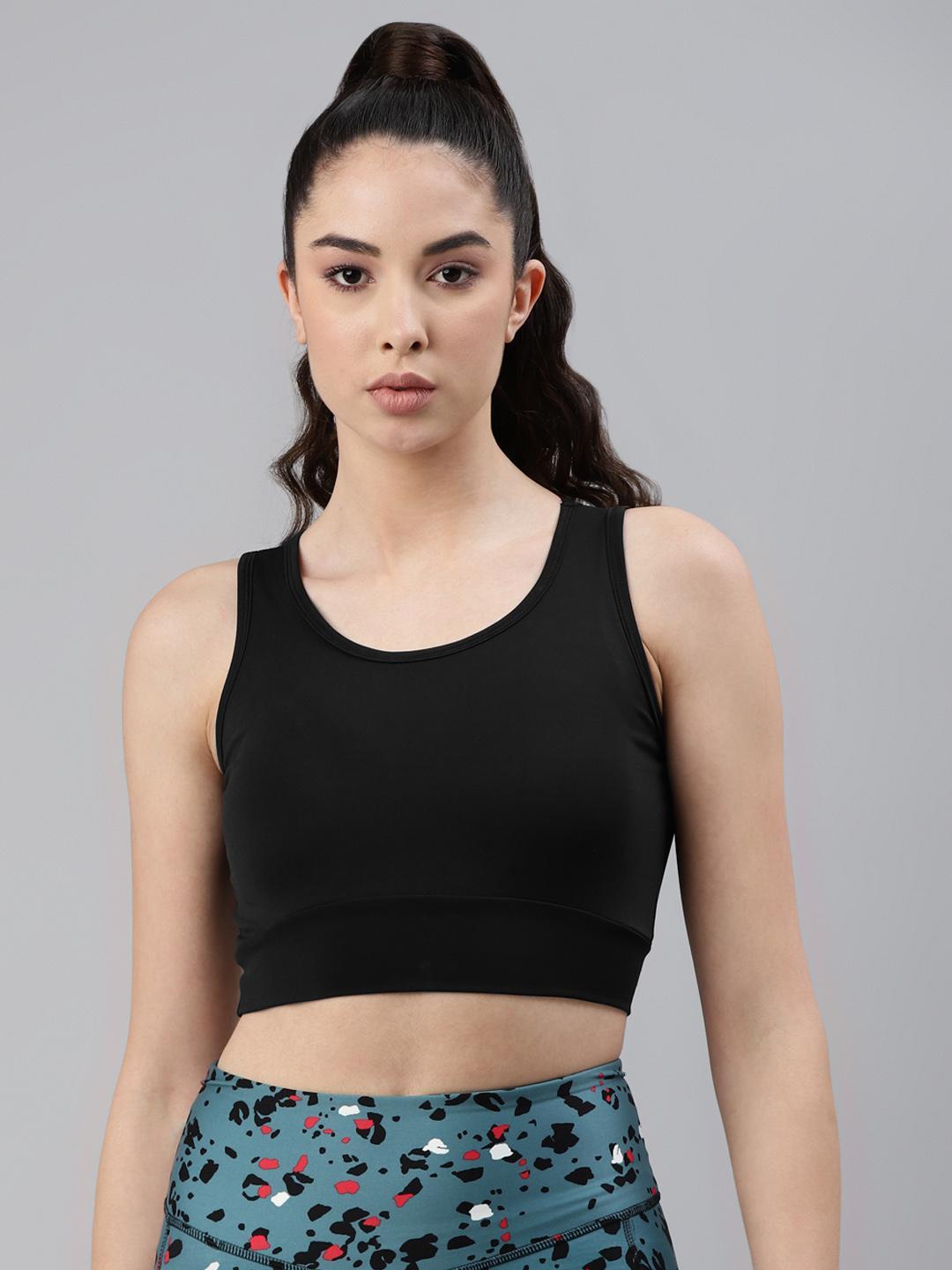 Women Lightly Padded Black Crop Top