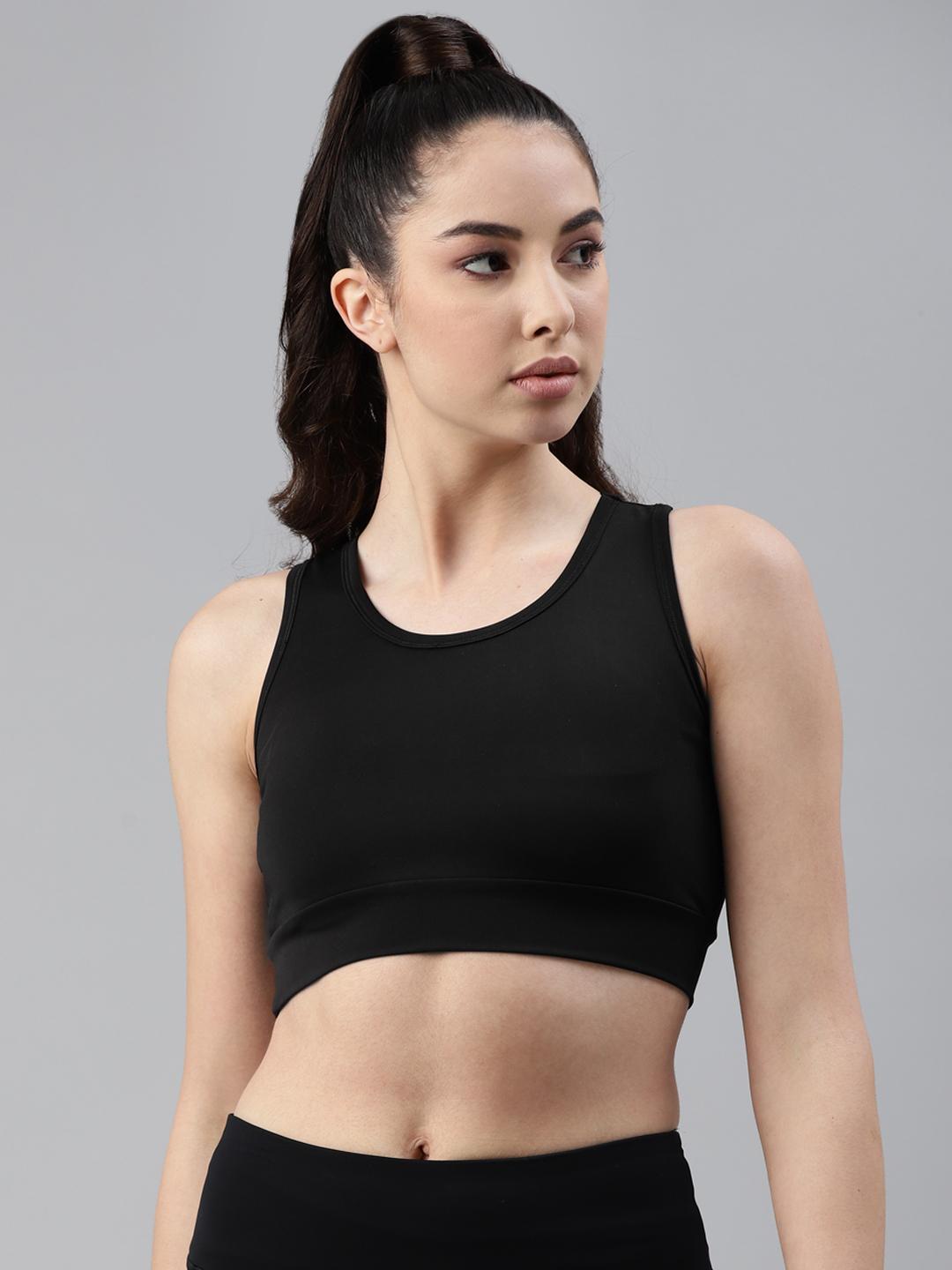 Women Lightly Padded Black Crop Top