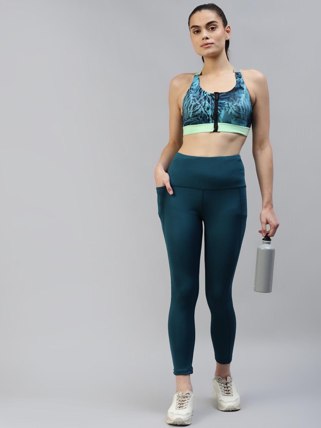 Women Teal Active Wear Leggings