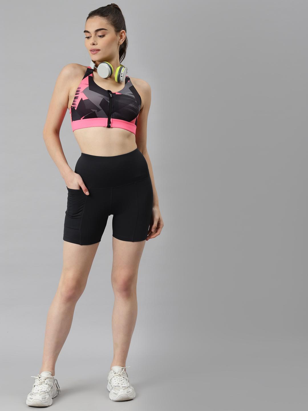 Women Dark Grey Skinny Fit High-Rise Gym Sports Shorts