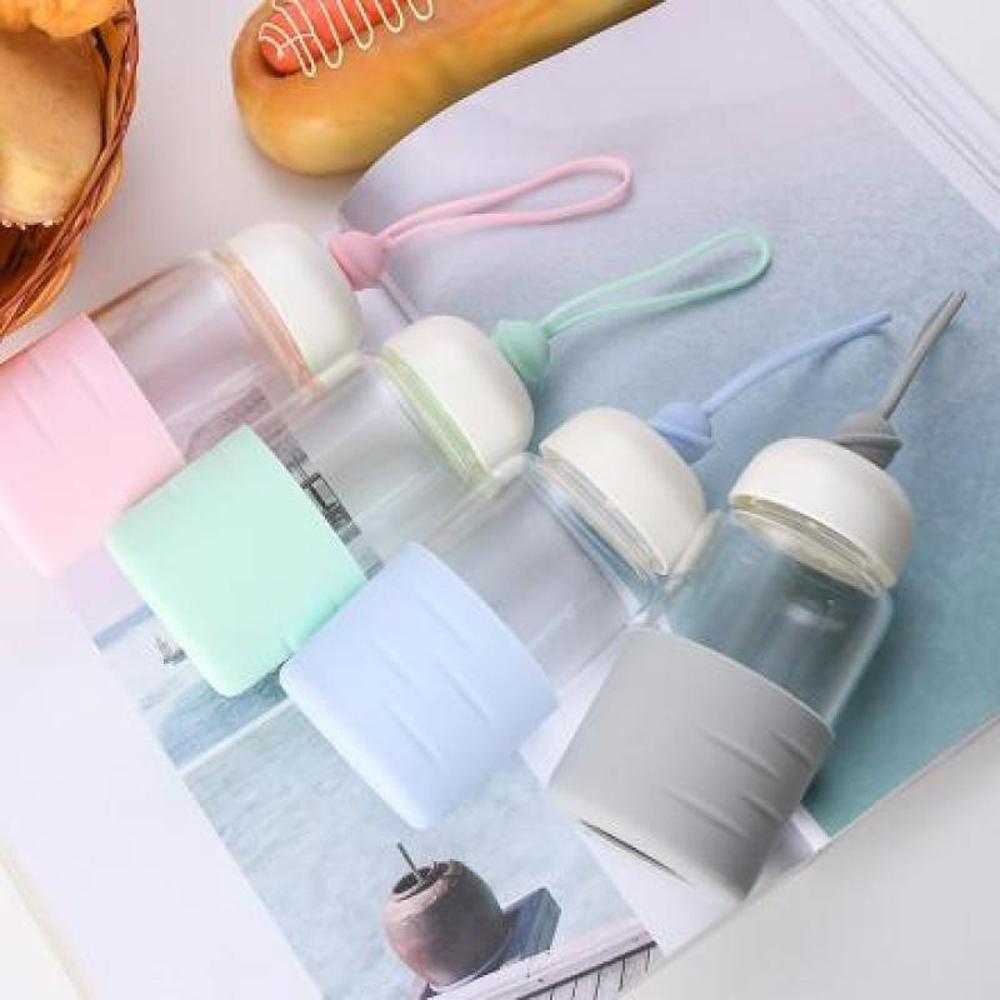 XIMI VOGUE™ Glass Water Bottle with Carrying Strap 300ml