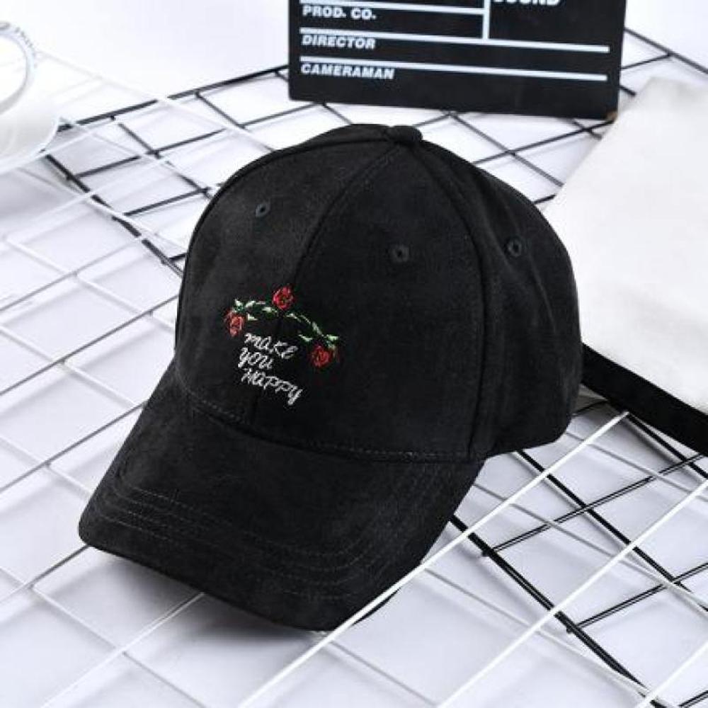 XIMI VOGUE™ Suedette Rose Embroidery Baseball Cap(Black)