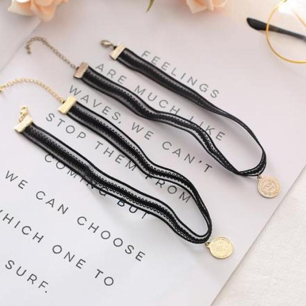 XIMI VOGUE™ Trendy Coin Pendant Lace Choker Necklace