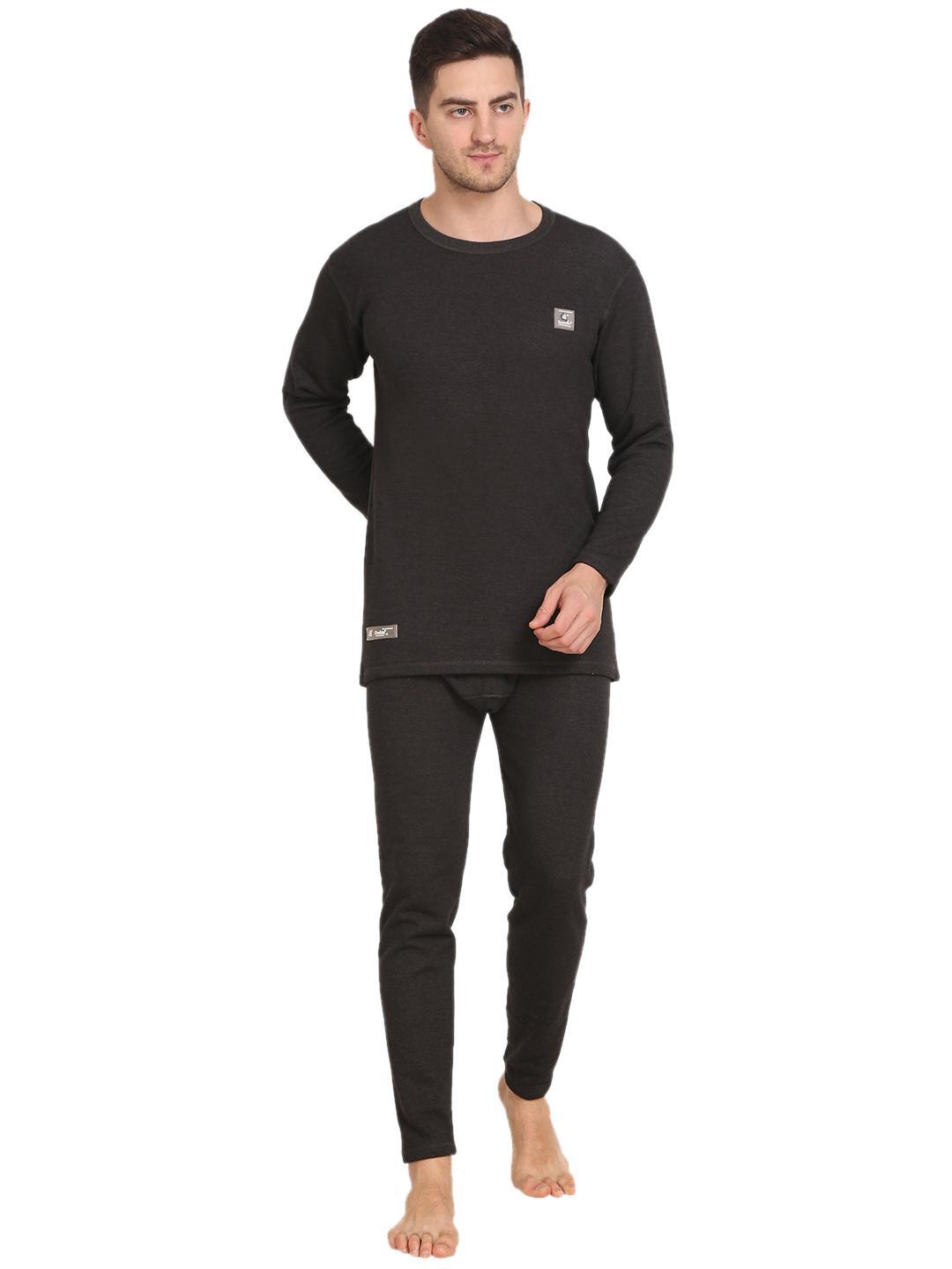 OOSHIN UK Mens Black Full Sleeve Thermal Basic Set