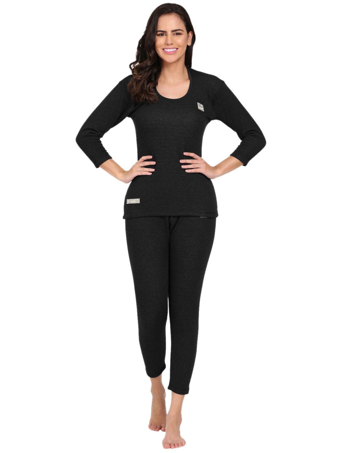 OOSHIN UK Women Black  Thermal Signature Set