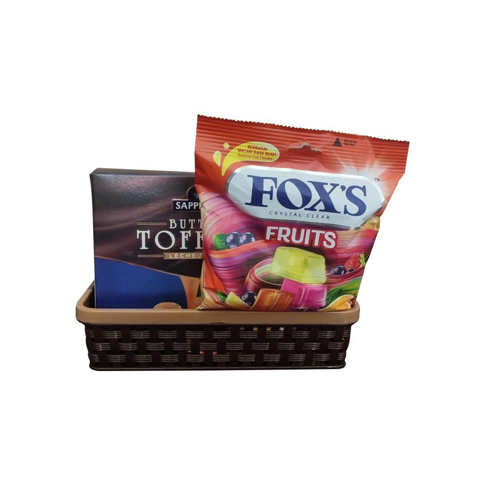 Gift Hamper - Sapphire Butter Toffee Milk 150g|Fox's Crystal Clear Fruits Lemon, Strawberry, Blackcurrant & Orange 90gm
