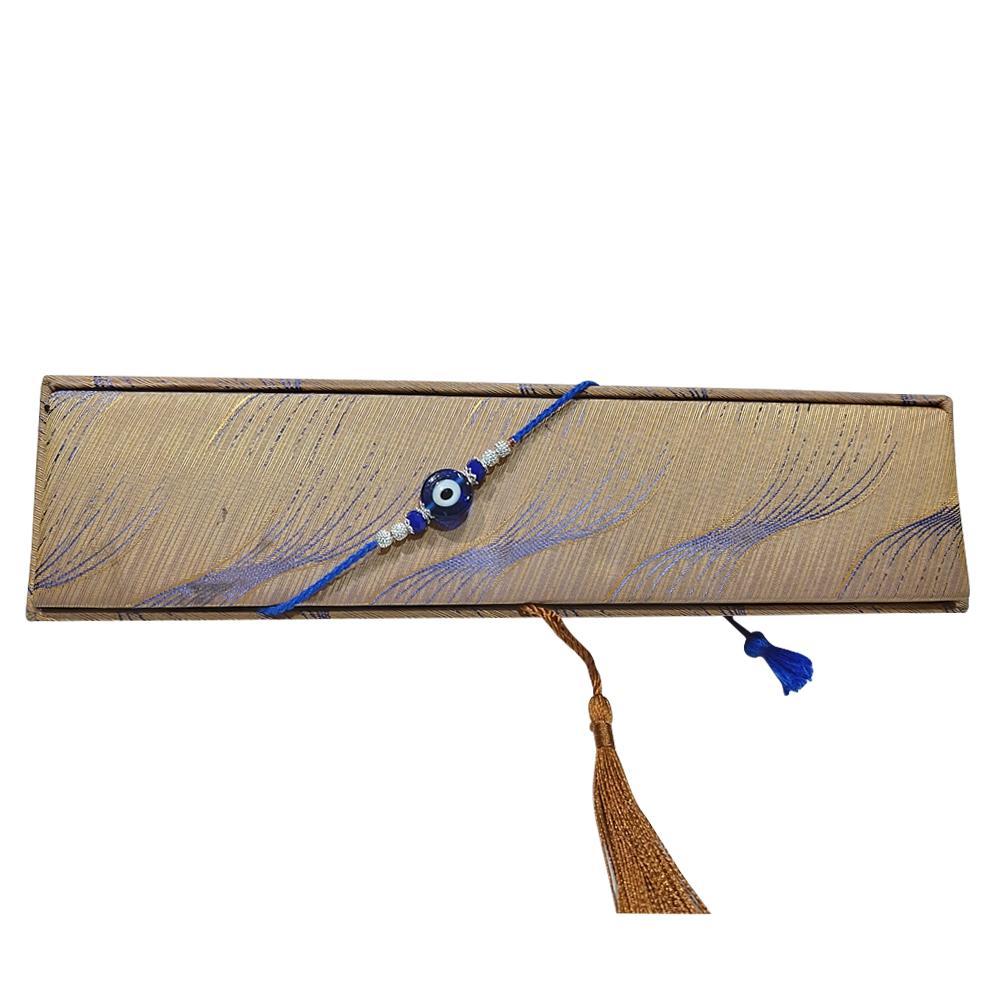 Rakhi with Evil eye design and blue stone beaded design Rakhi Raksha bandhan Designer Rakhi for Bhaiya (Pack of 12)