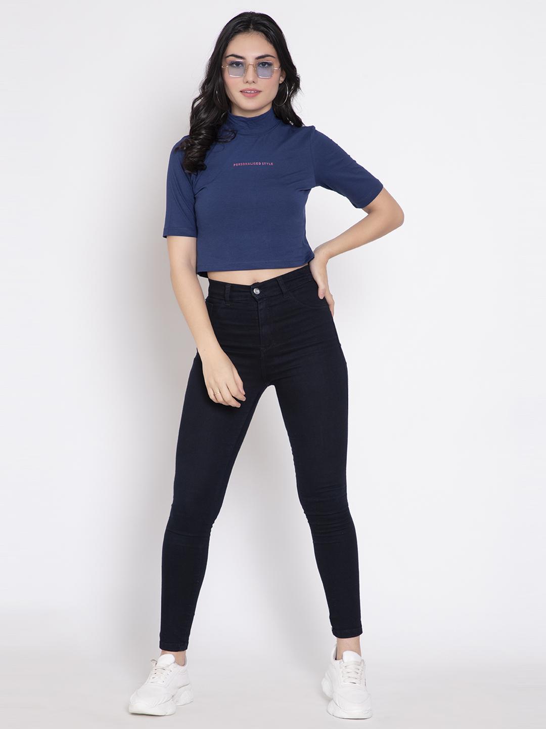 Navy Crop Top