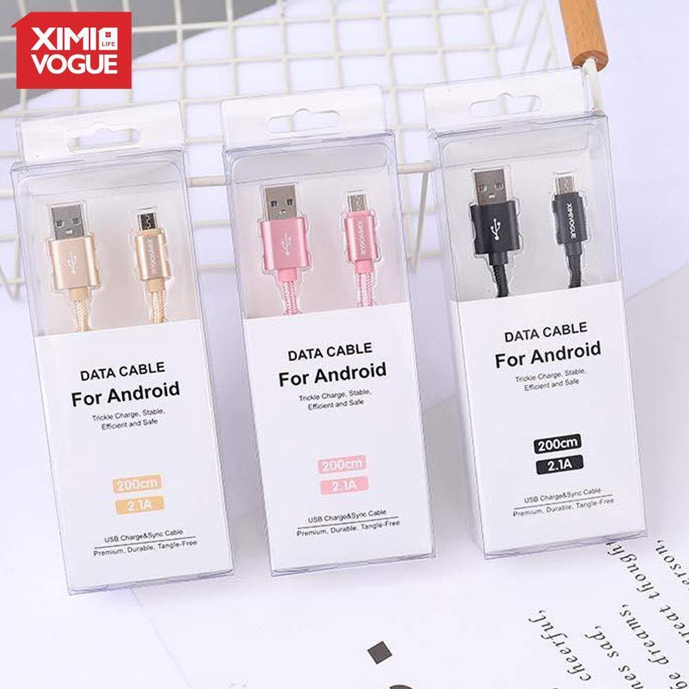  XIMI VOGUE™ Nylon Braided 2M Android Sync Charging Cable (Rose Gold)