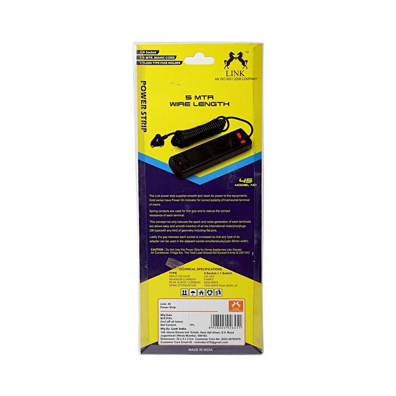 Link Power Strip 4 Sockets, 5 m Wire, 1 N