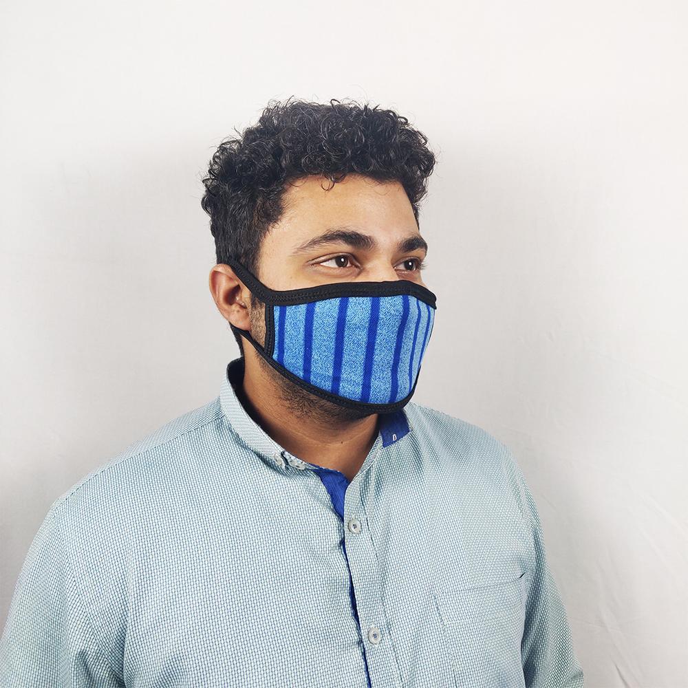 Protection Reversible Washable Knitted Cloth Face Mask Assorted Multi Colors With Ear Loop - Set Of 6 Pcs