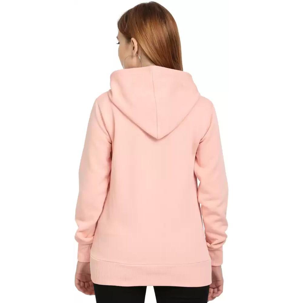 Companion Full Sleeve Solid Women Sweatshirt Peach