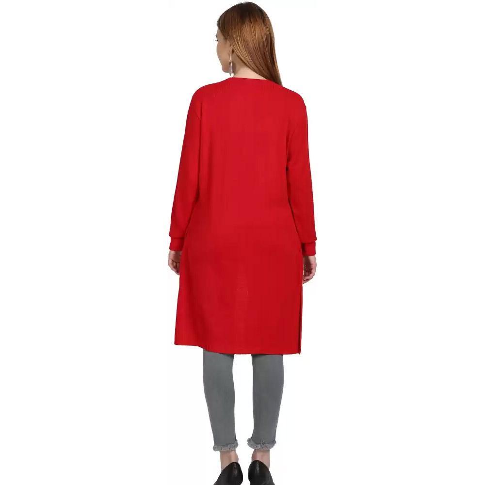 Companion Women Straight Full Sleeve Red Shrug