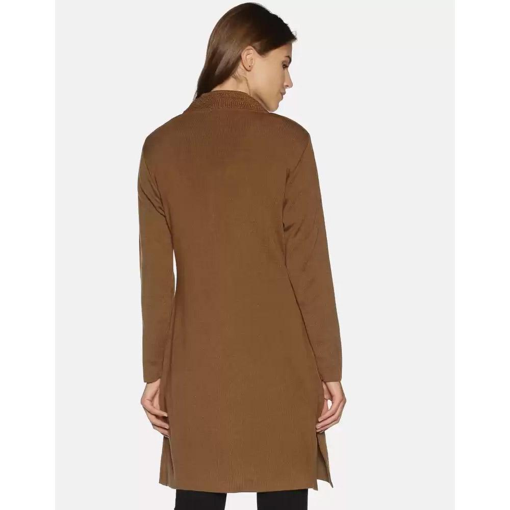 Companion Solid Scoop Neck Casual Women Brown Sweater