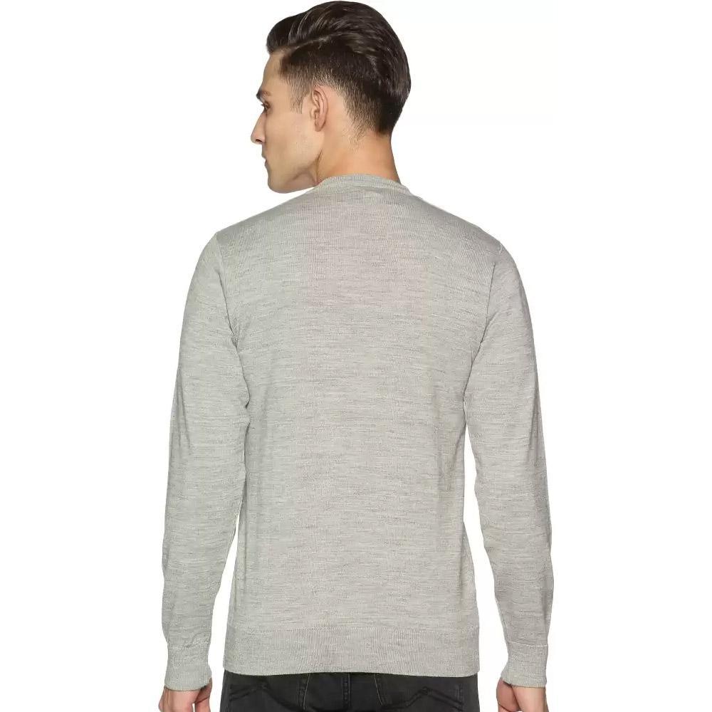 Companion Solid V Neck Casual Men Grey Sweater