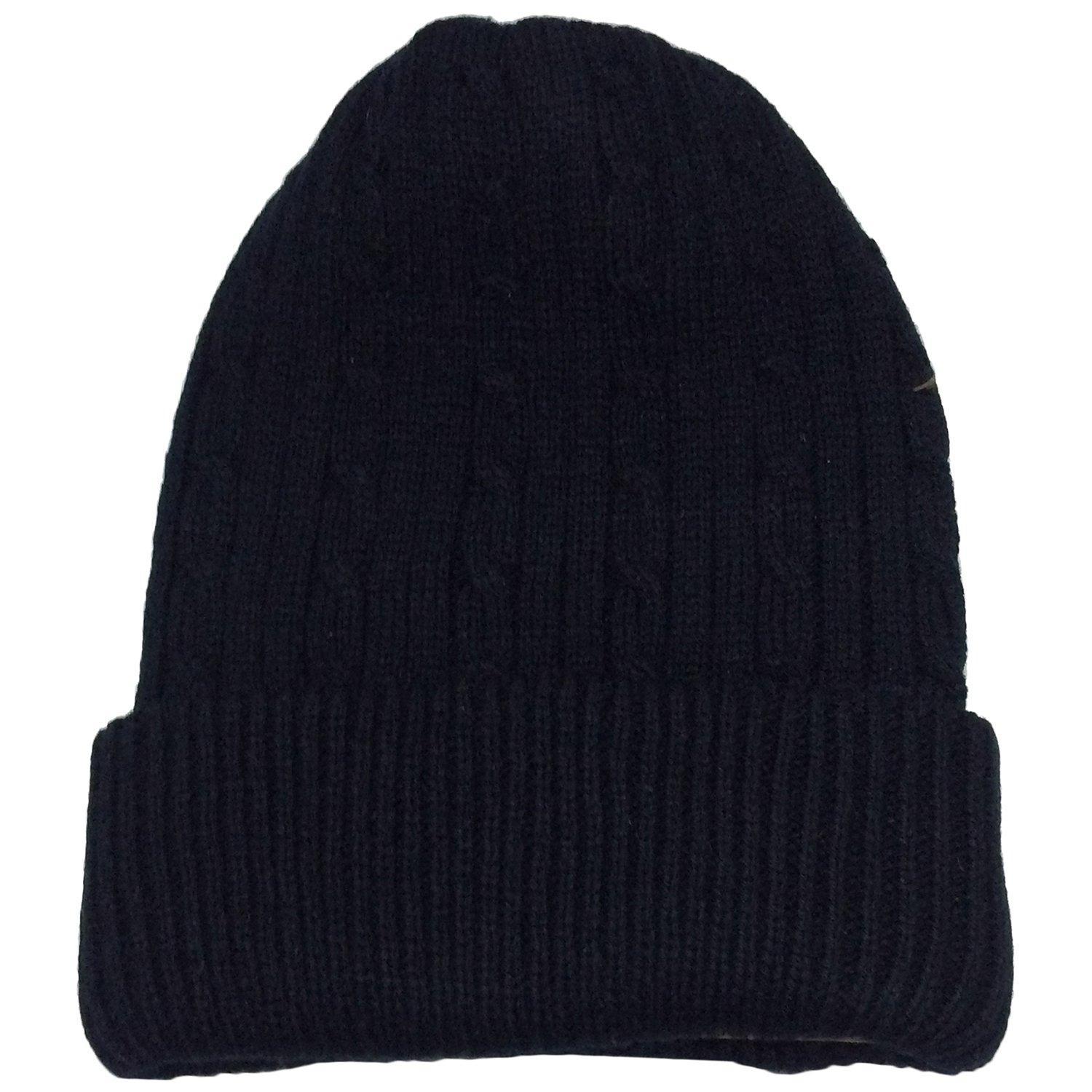 Graceway Unisex Winter Woolen Skull Cap Beanie Acro Wool Knit With Cable Design,Extra Warm Soft And Comfortable (Black)