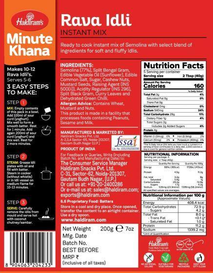 Haldiram Instant Mix Rava Idli 200gms