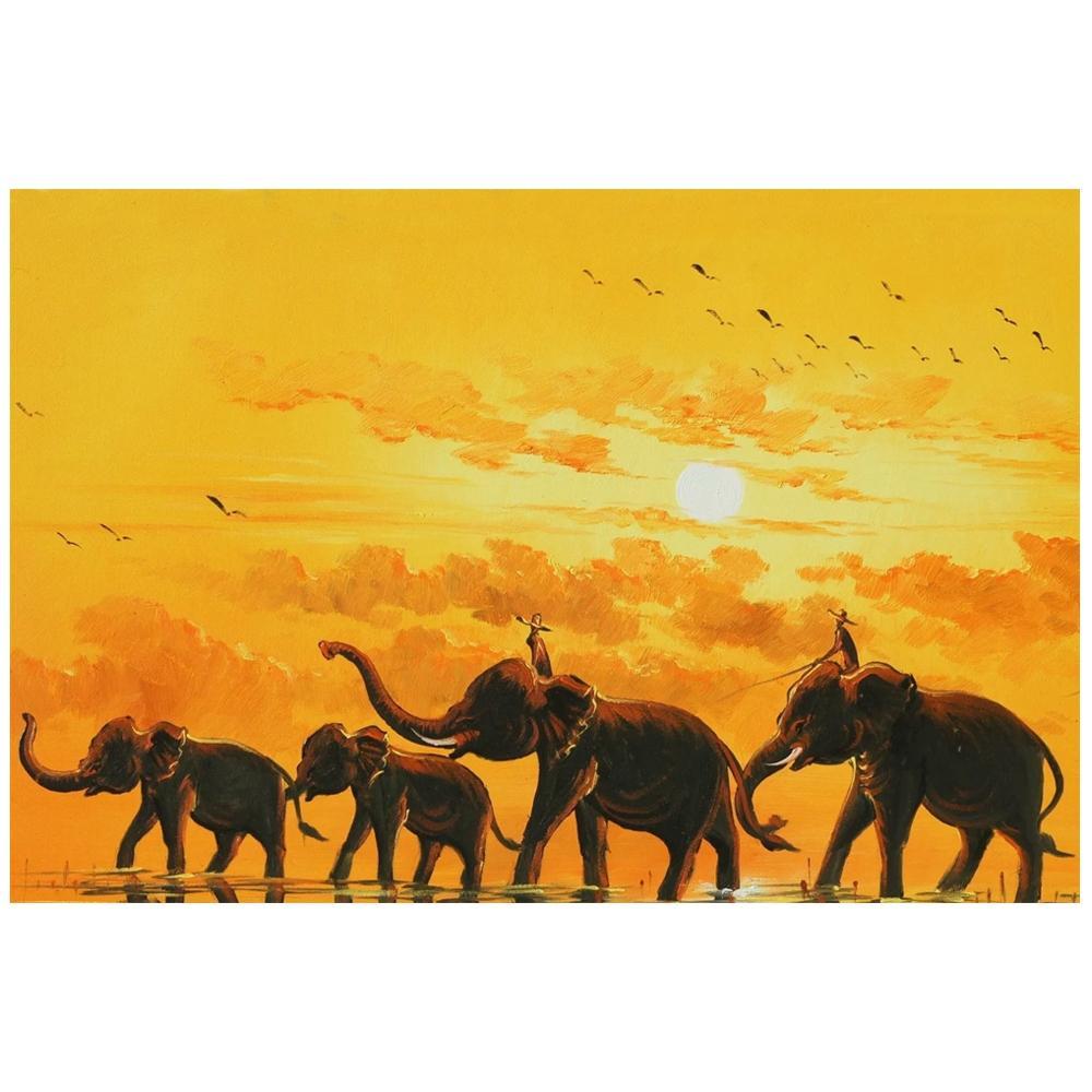 Elephant Canvas Painting for home and office decor, unframed, printed on 100% cotton canvas base
