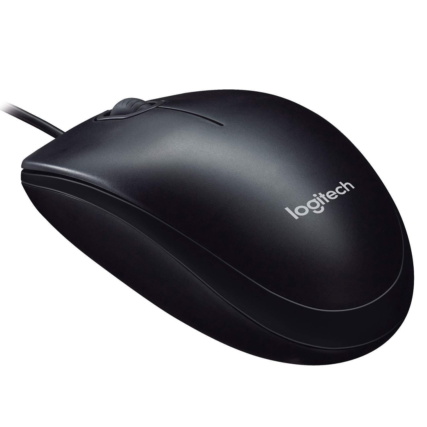 Logitech M90 Wired USB Mouse, 1000 DPI Optical Tracking, Ambidextrous PC/Mac/Laptop - Black 