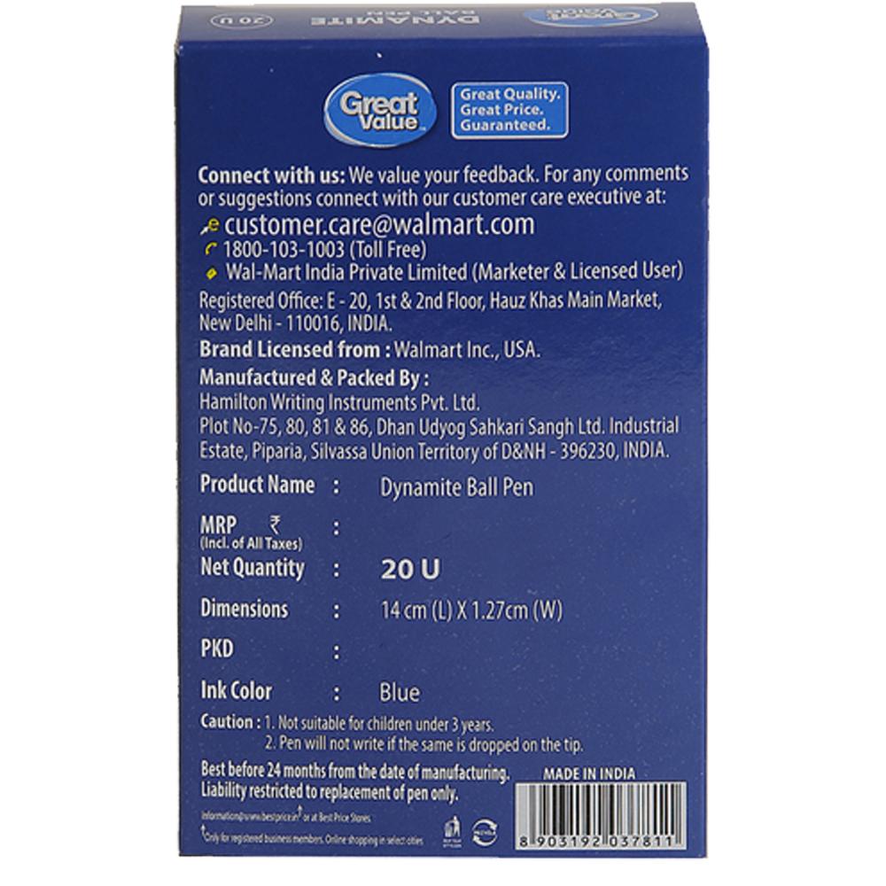 Great Value Ball Pen Blue Dynamite