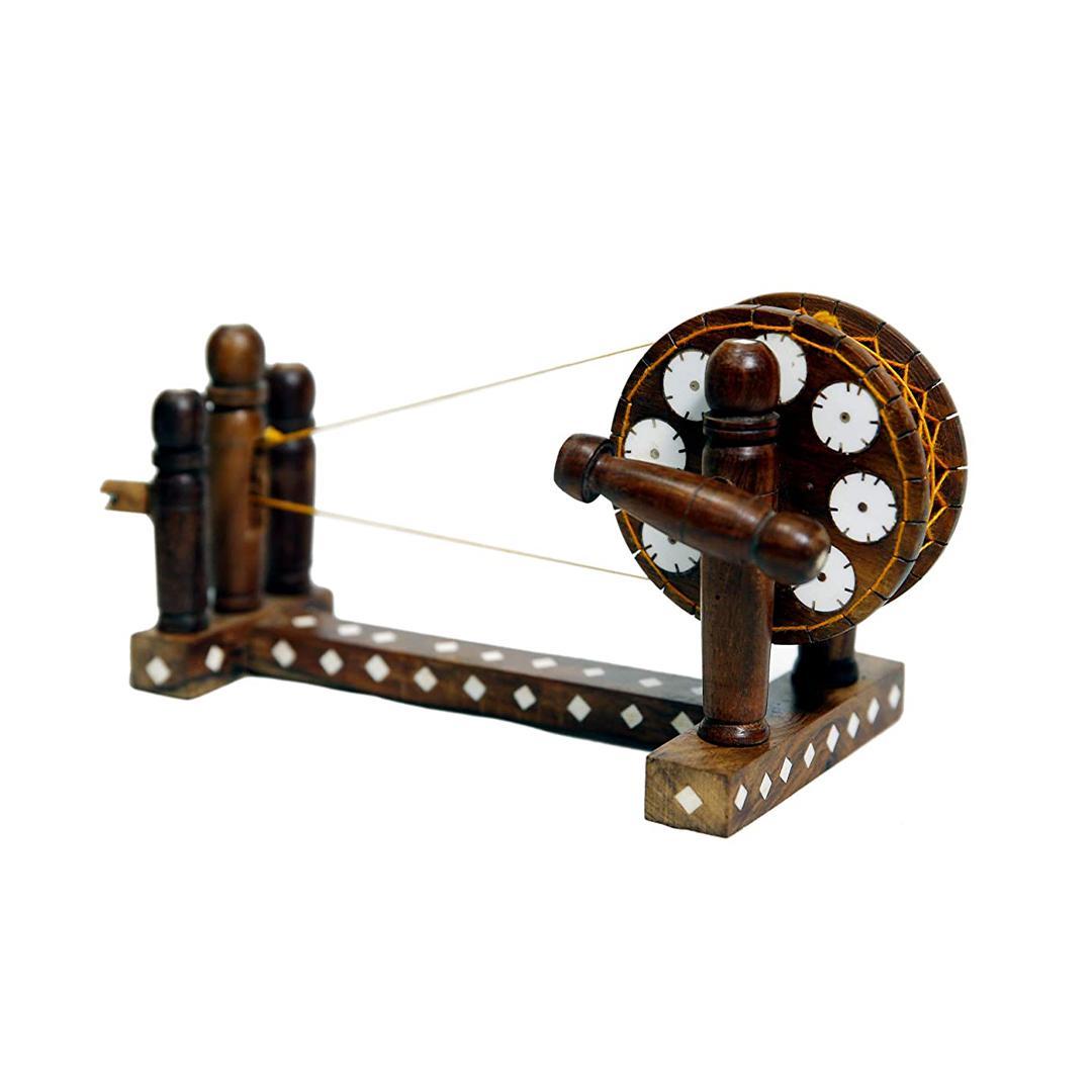 KBL Wooden Gandhi JI CHARKHA (5 Inch , Brown)