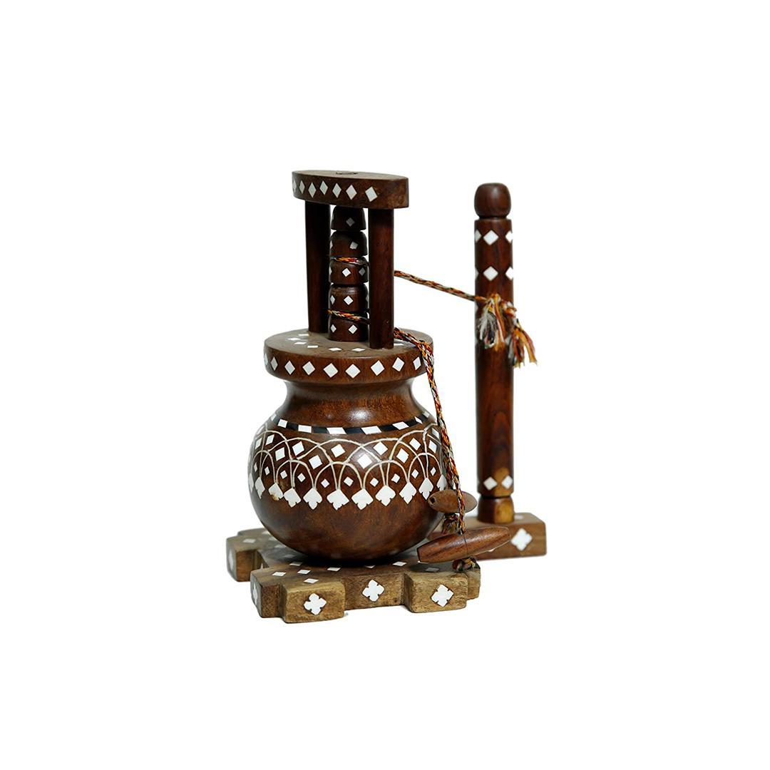 kbl Wooden Matka Madhani for Decoration (3 inches, Brown)