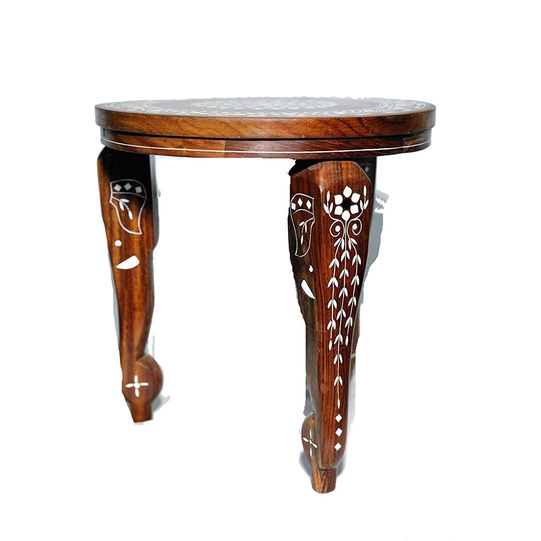 KBL Wooden Round Shape Hand Inlaid Foldable Coffee Table/for Living Room Wooden Side Stool