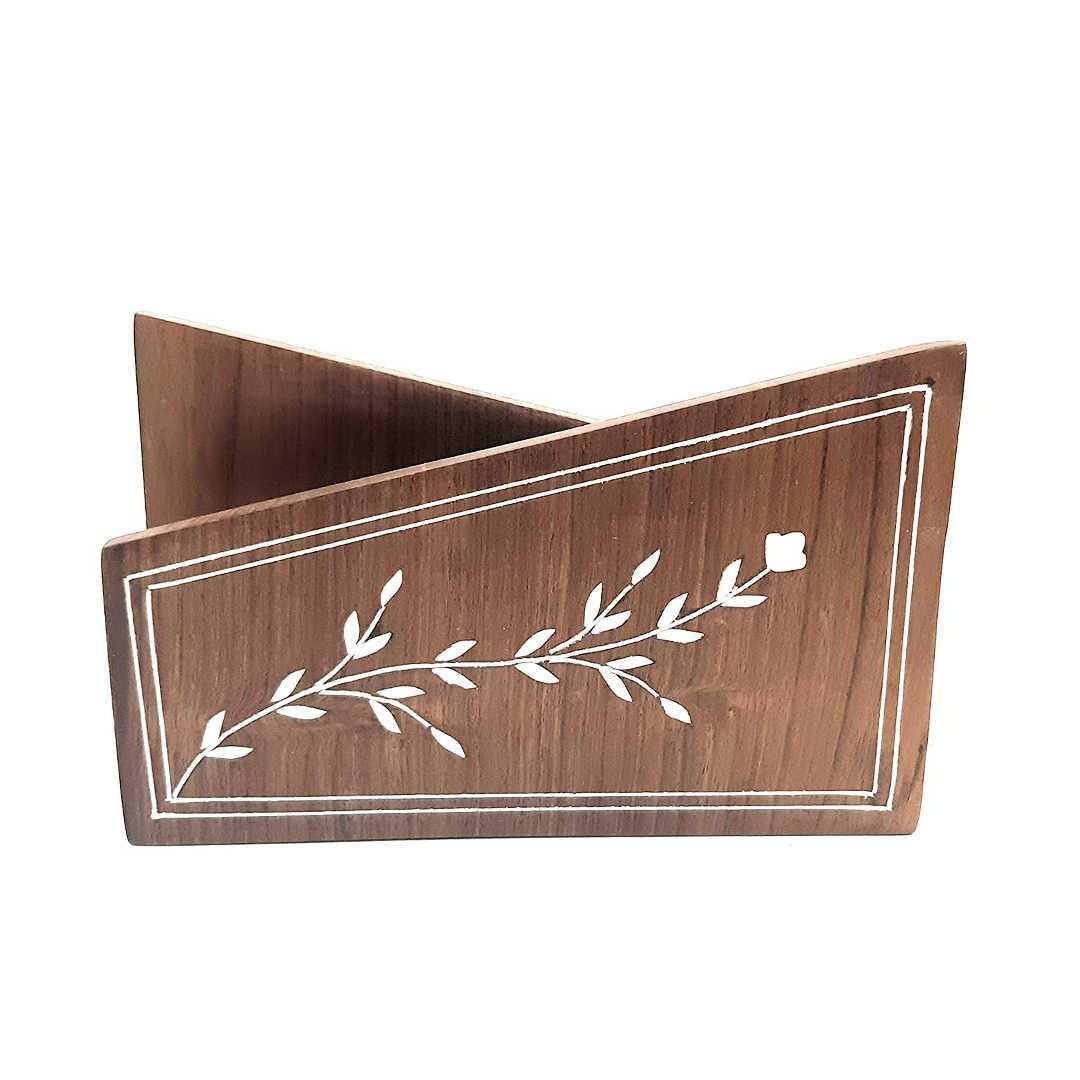 kbl Napkin Rack(Inlaid) Holder Table Tissue Box Paper Wooden Car Home Decor Gift Item House 4 inches