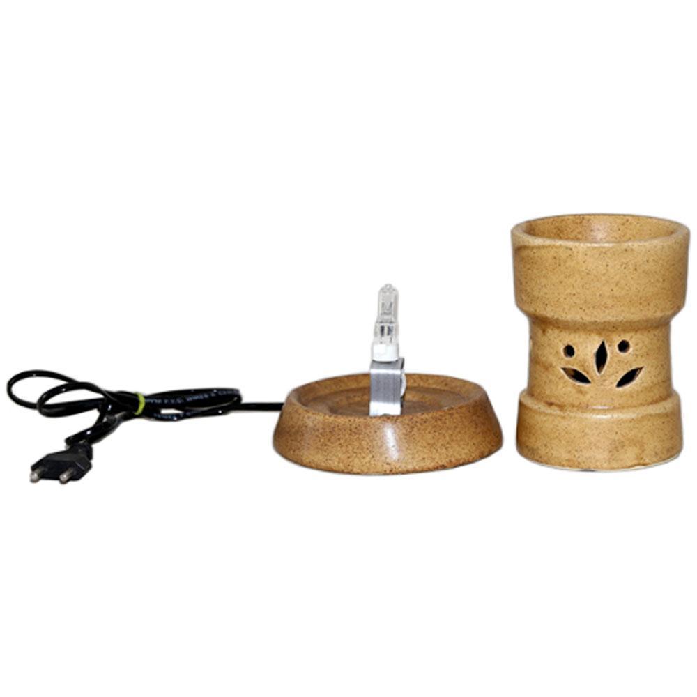 1 Pot Electric Aroma Burner Round, 1 Electric bulb -(Brown)