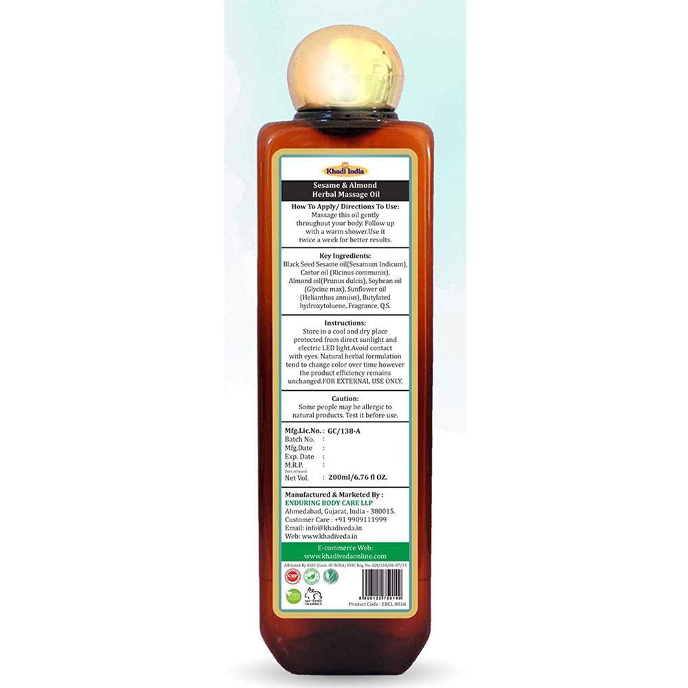Khadi Veda Almond & Sesame Massage Oil - 200ml.