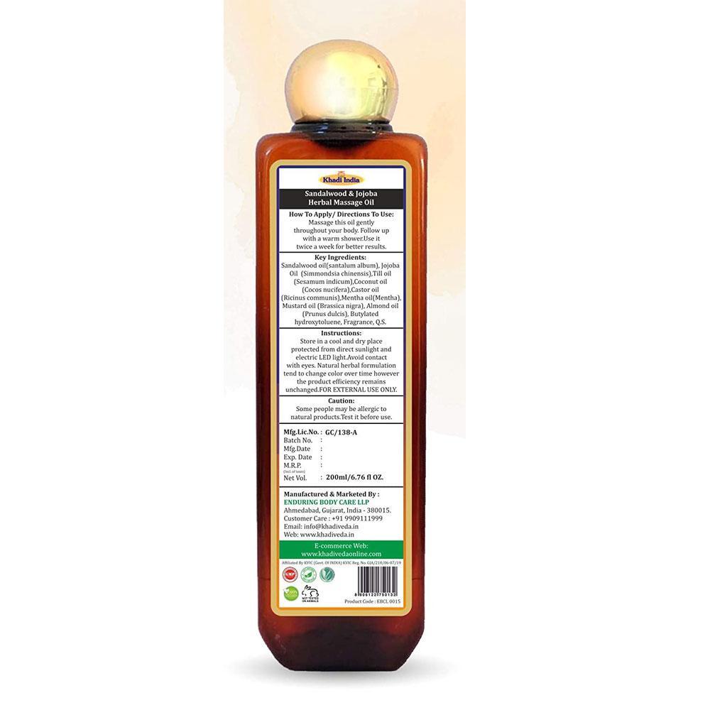 Khadi Veda Sandalwood & Jojoba Massage Oil - 200ml.