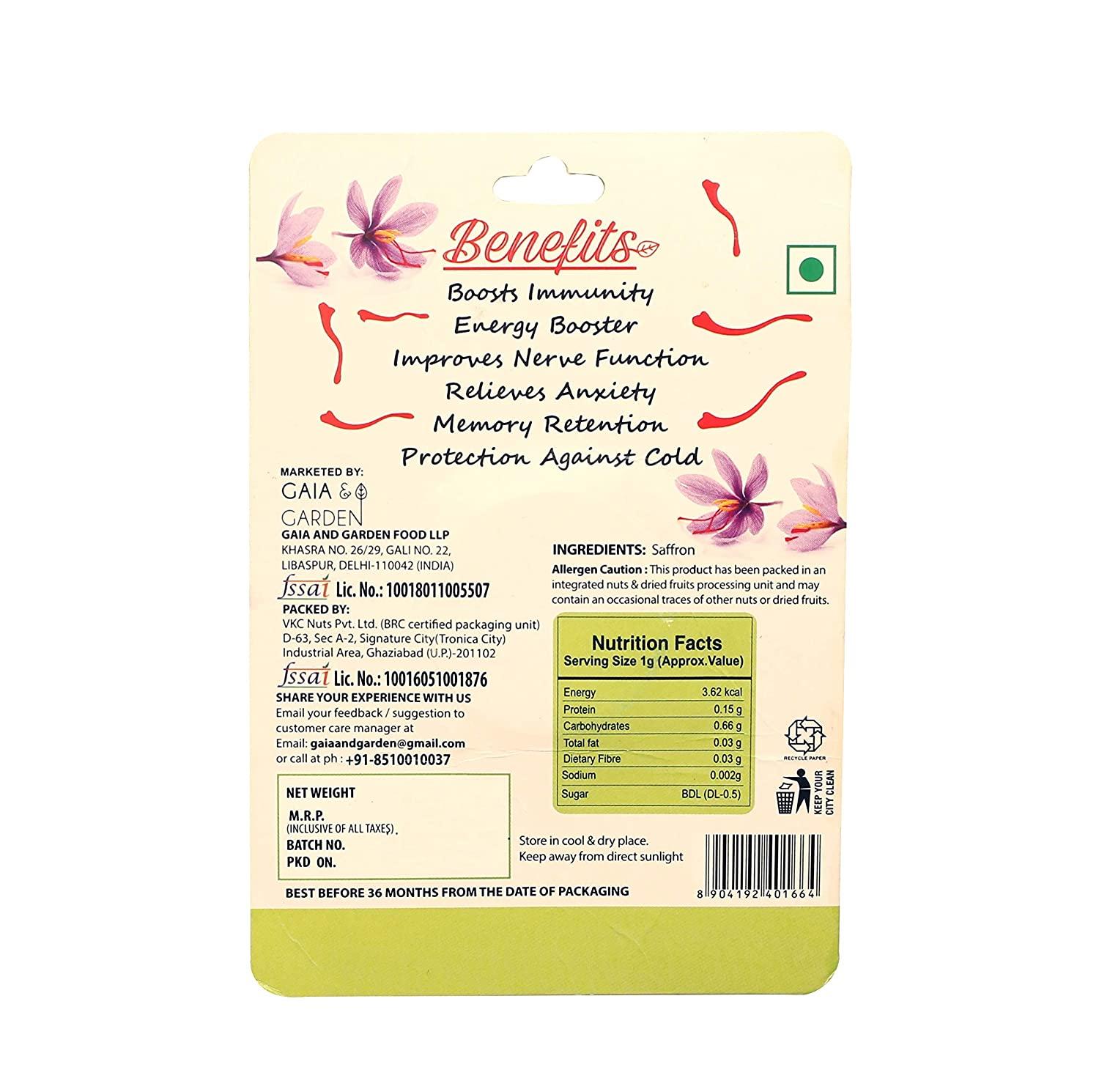 Gaia & Garden Pure and Natural Saffron (Kesar)