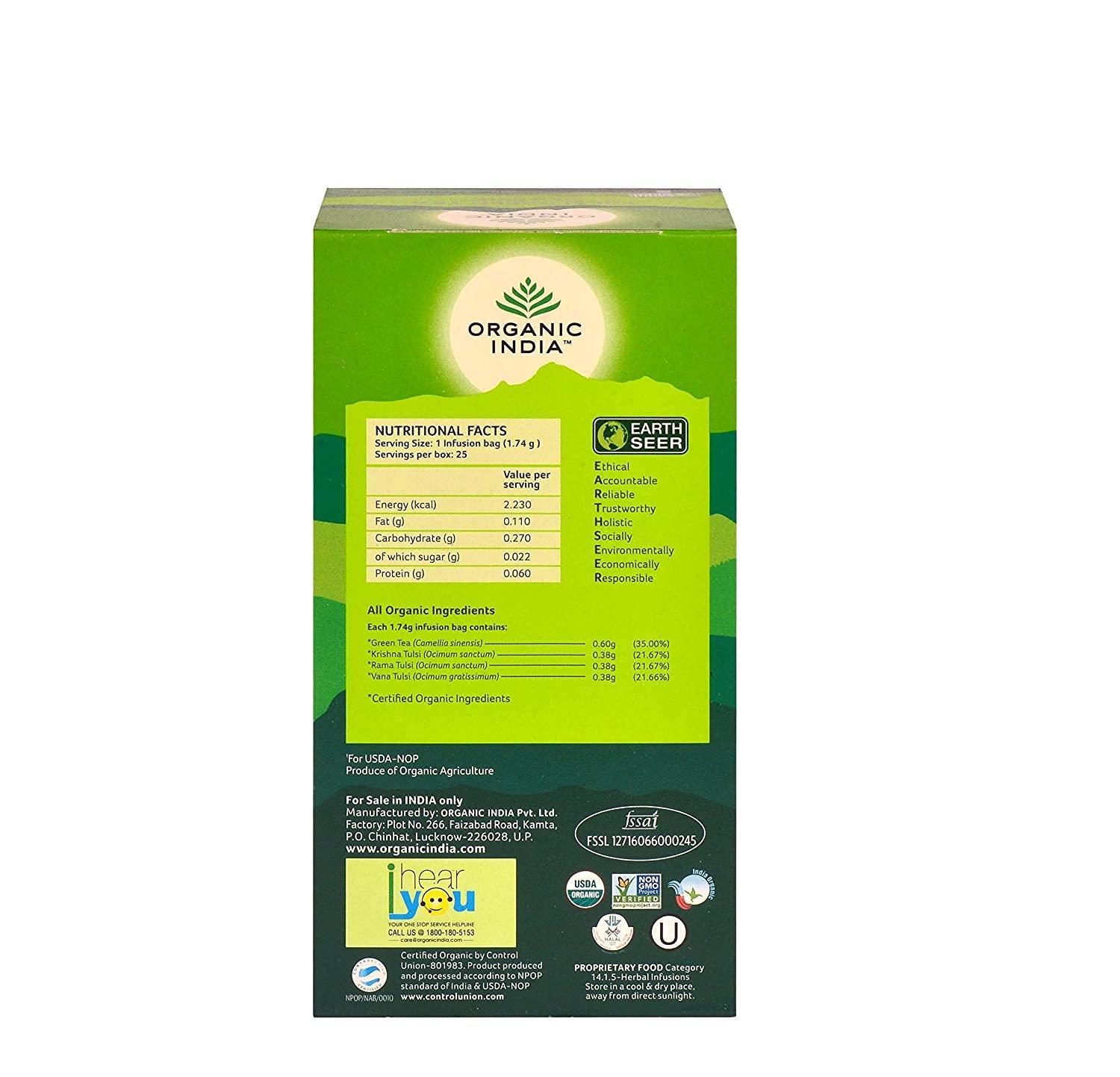 ORGANIC INDIA TULSI GREEN TEA CLASSIC 25 PC