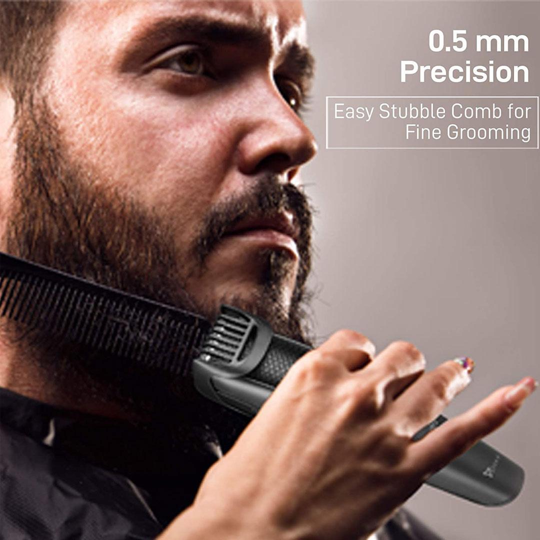Syska HT200 PRO BeardPro Cordless Rechargeable Trimmer - 10 Length Settings; 45 min Runtime (Black)