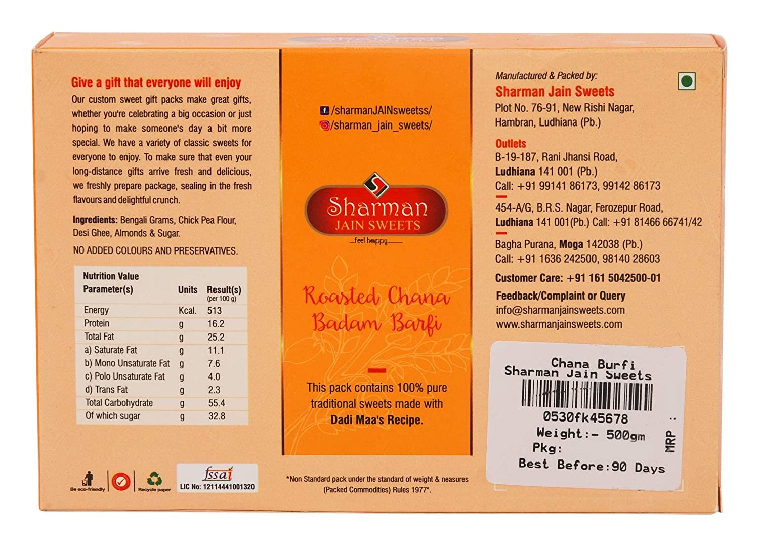 Sharman Jain Sweets Chana Barfi 