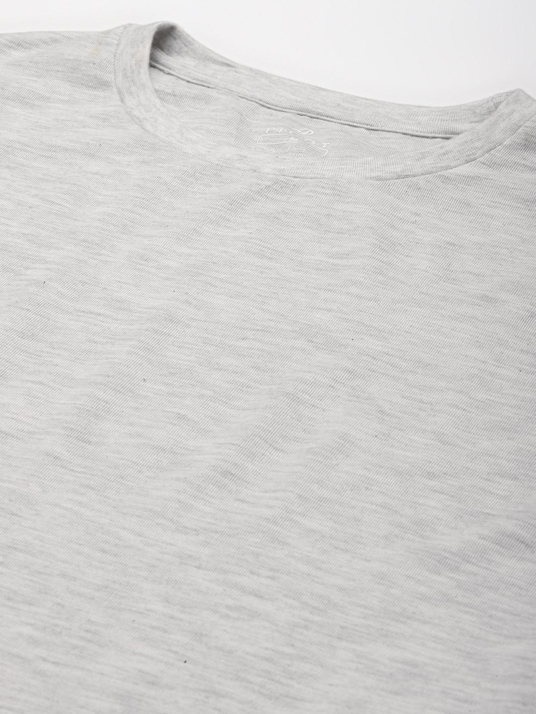 PICOT Men Grey Melange Solid T-shirt