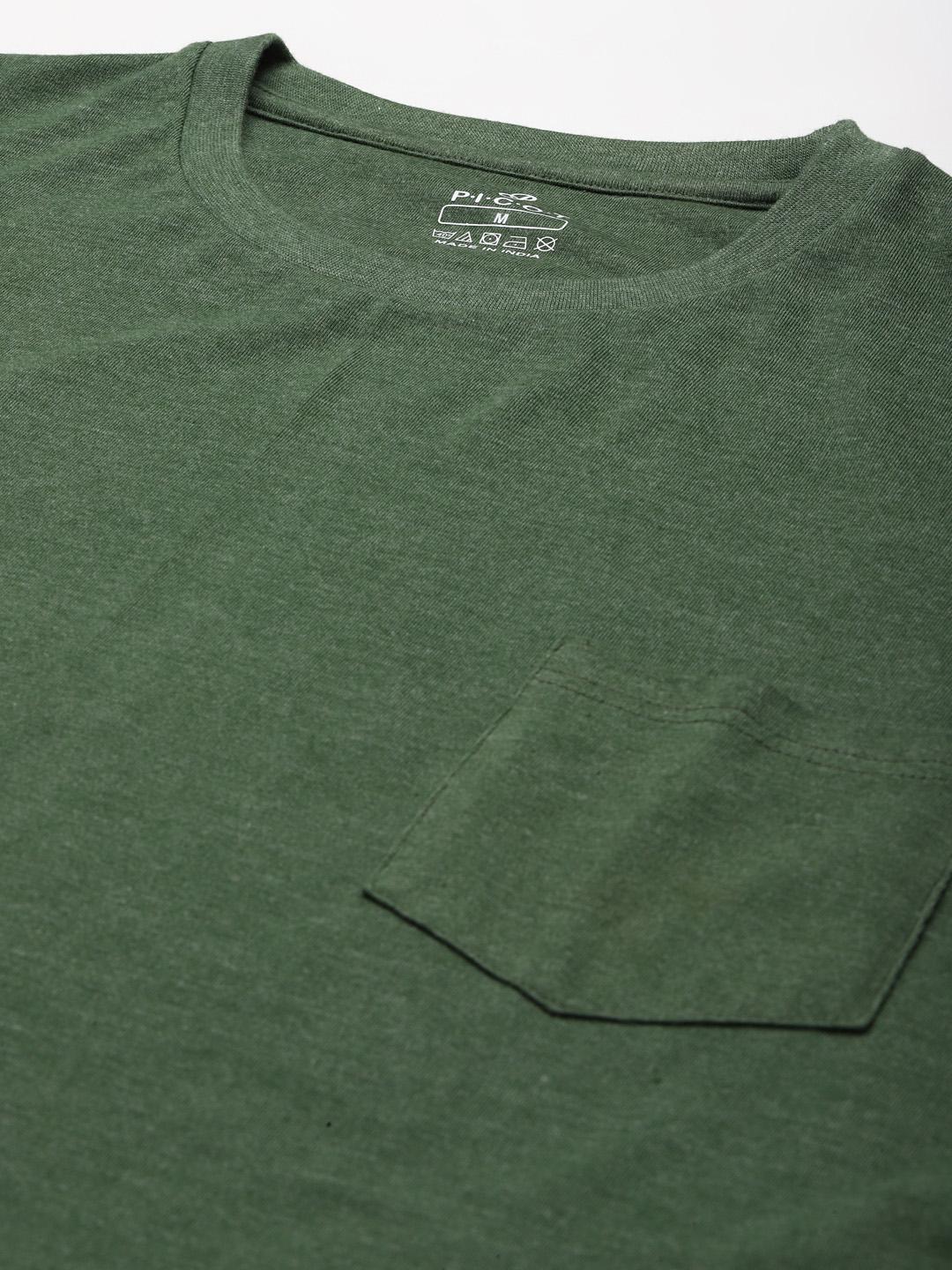PICOT Men Green Printed T-shirt