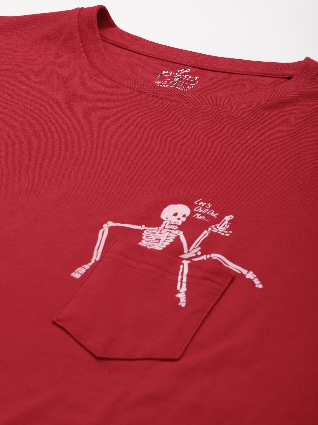 PICOT Men Red Printed T-shirt