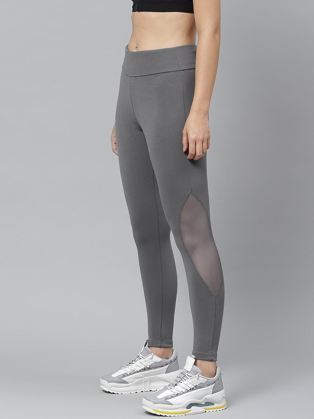 PICOT Women Grey Solid Tights with Mesh Detail