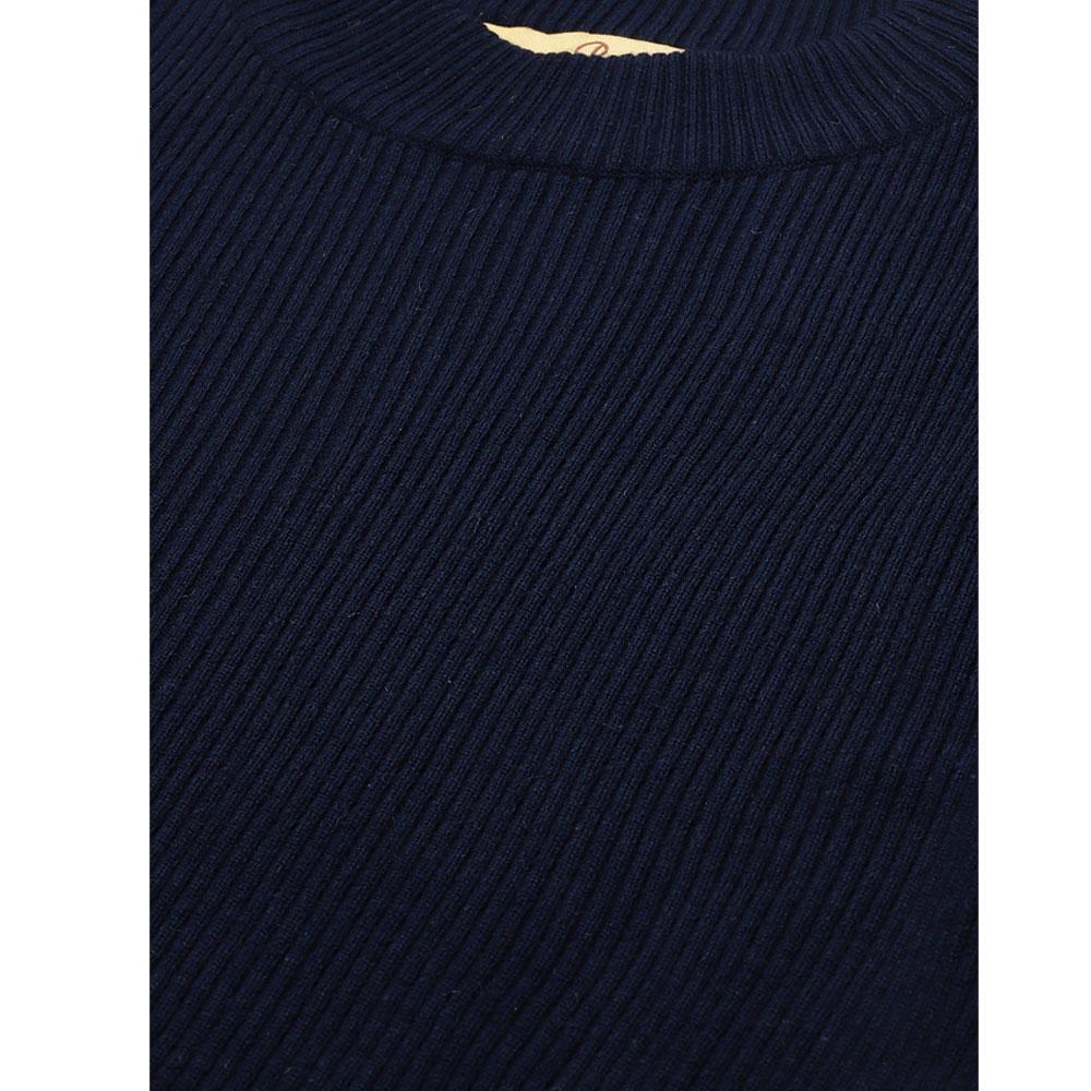 Women Navy Blue Mock Neck Top