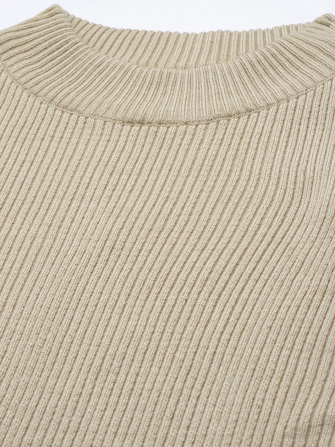 Women Beige Mock Neck Top
