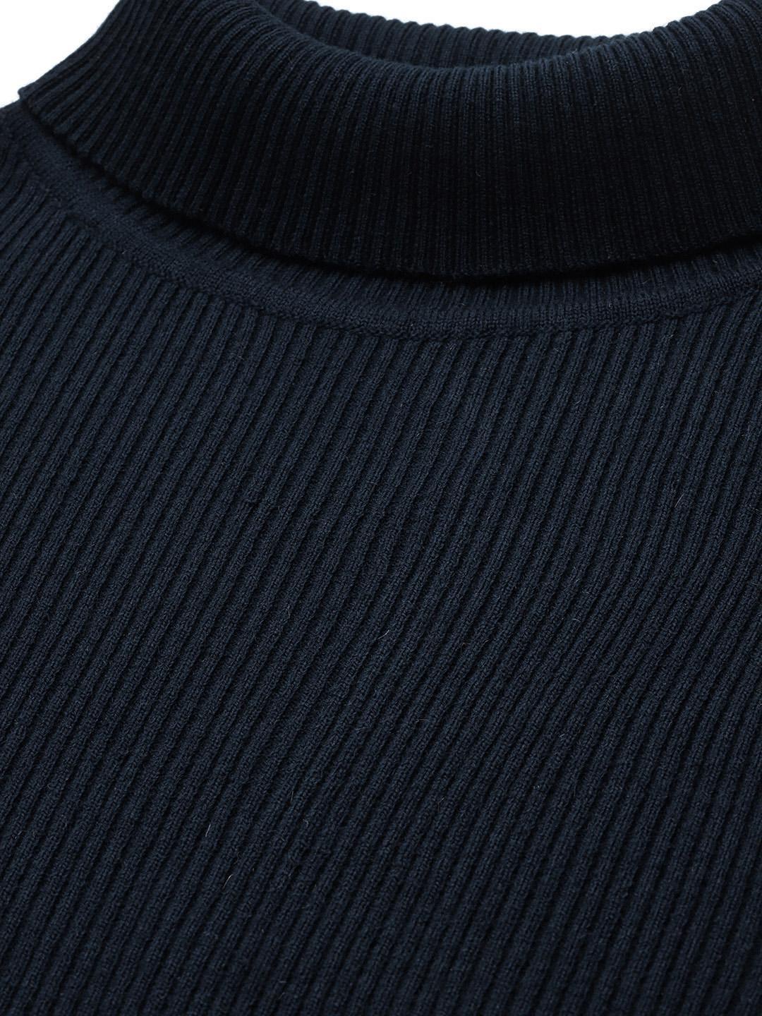 Women Navy Blue Turtle Neck Top