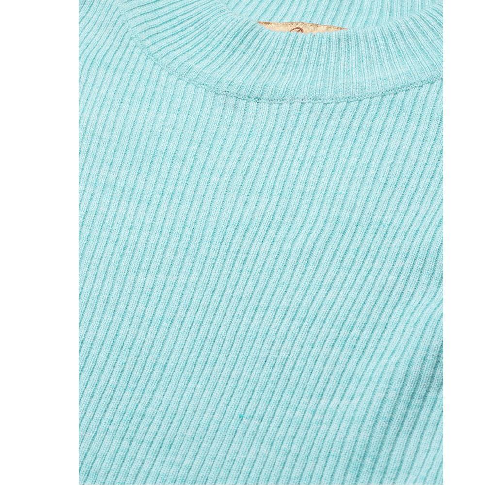 Women Turquoise Blue Mock Neck Top