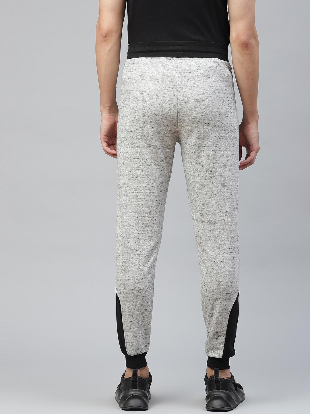 PICOT Men's Grey Melange & White Cotton Track Pants