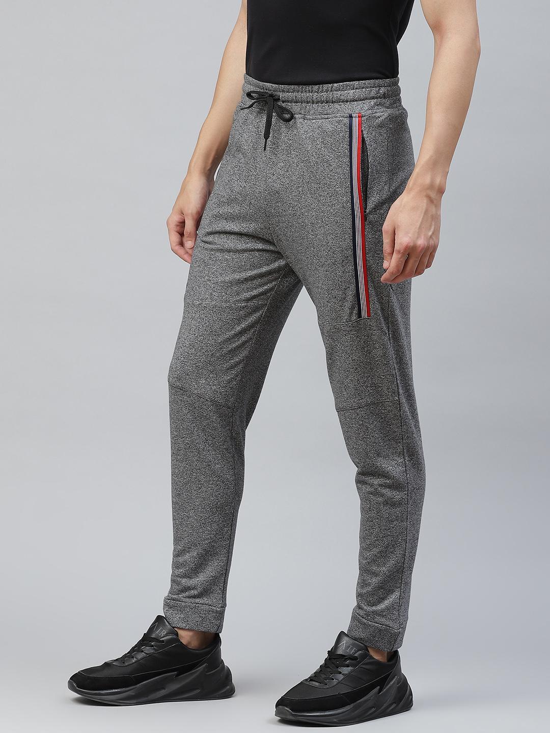 Pack of  2 - Picot Men's Grey Melange & Black and Grey Melange & White Cotton Track Pants