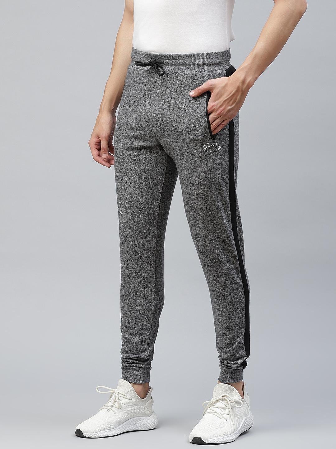 Pack of  2 - Picot Men's Grey Melange & White and Grey Melange & Black  Cotton Track Pants