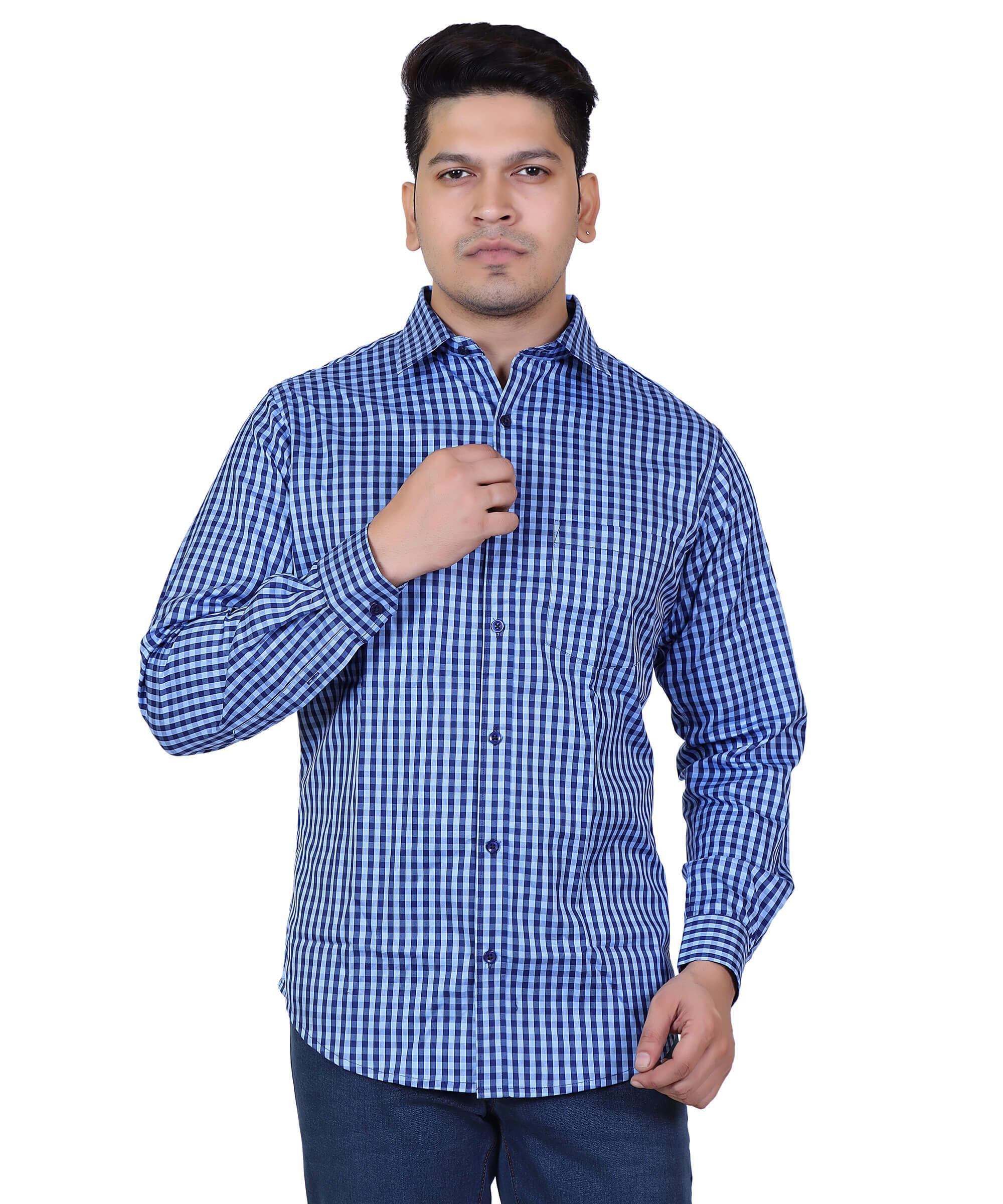 Men Shirt Full Sleeve – BLUE CHECK